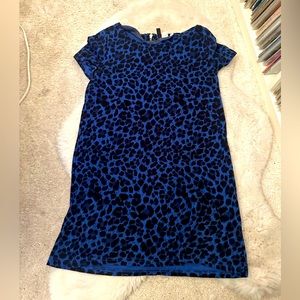 Blue leopard mini dress